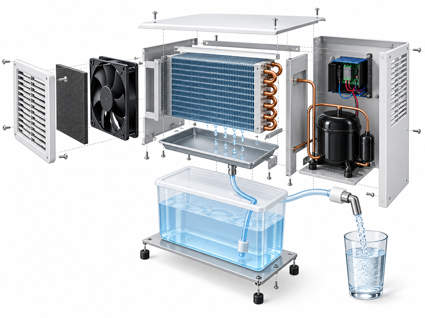 Water Freedom System diagram - atmospheric water generation AWG science explained